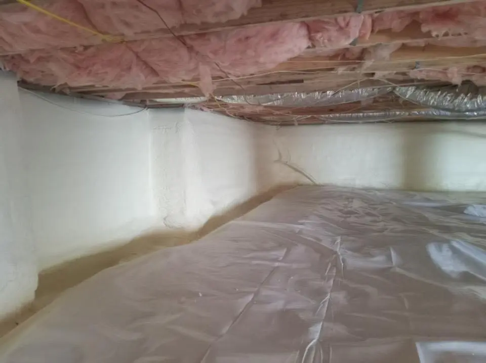 Crawl space encapsulation with closed-cell spray foam for Metal Roof Coating in Norton